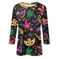 thumbnail image 4 of Mardi Gras Shirts for Women Carnival 3/4 Sleeve Gold T Shirts Crew Neck Sequins Holiday Graphic Tee Hot Pink 5XL, 4 of 7