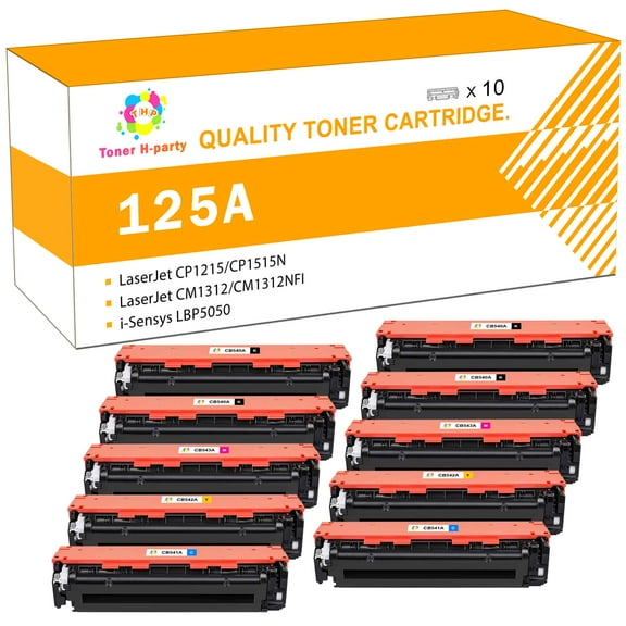125A Toner Cartridge Compatible for HP 125A CB540A CB541A CB542A CB543A LaserJet Pro 200 Color M251n M251nw MFP M276n M276nw CP1215 CP1515N (With Chip, 10-Pack)
