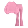 thumbnail image 5 of LIJCC Teen Girls Sweatsuit Solid 2 Piece Sweatsuits Round Collar Pullover Sweatshirts and bell-bottom trousers Sweat Set(Pink,9-10 Years), 5 of 5