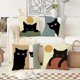 thumbnail image 1 of 4PCS Quilted Black Cat Pillow Covers - 18x18 Inch Modern Abstract Home Decor - Durable & Easy Care Cushion Cases for Porch, Patio, Couch, Sofa, Farmho, 1 of 4