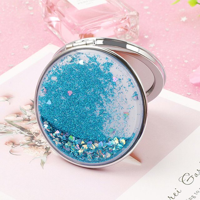Espejo cuadrado de forma líquida Ins, Mini espejo cosmético de mano, espejo de maquillaje, espejo de belleza portátil de viaje Gao Jinjia LED