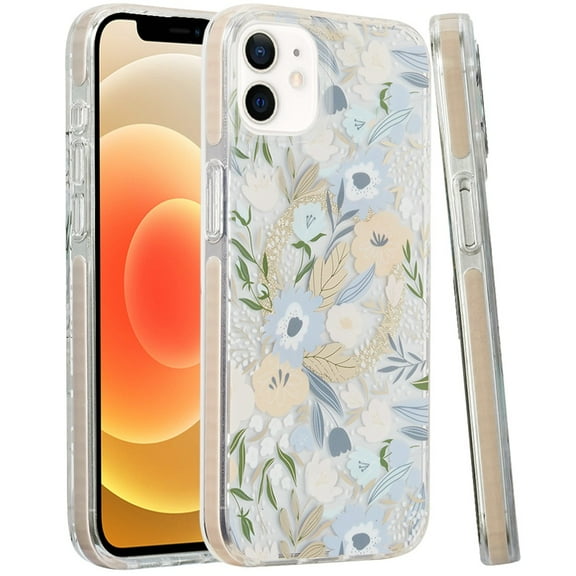 [METKASE] For iPhone 12 & iPhone 12 Pro Magnetic Double Layer IMD Design Case - Floral B