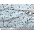 thumbnail image 2 of Soimoi Blue polyester Crepe Fabric Leaves & Tulip Floral Decor Fabric Printed Yard 42 Inch Wide, 2 of 3
