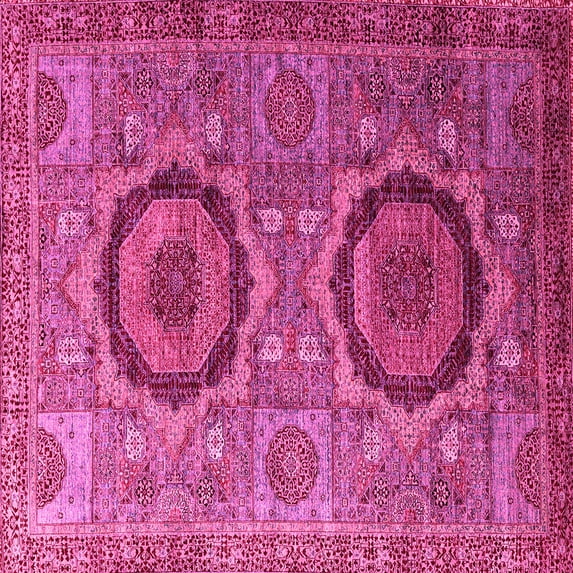 Ahgly Company Indoor Square Abstract Pink Modern Area Rugs, 3' Square