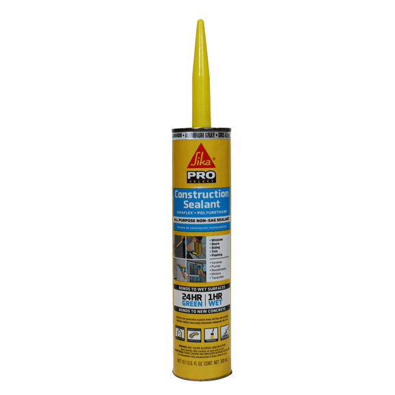 Sikaflex Construction Sealant, Aluminum Gray Paintable, All Purpose Polyurethane Used to Seal Joints and Gaps, 10.1 fl. oz Cartridge