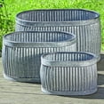 thumbnail image 6 of WHW French Country Style Oval Belly Planters, Set of 3, Gray, Galvanized Metal, Corrugated Cache Pots, 24.5, 20 and 14.5 inches, 6 of 8