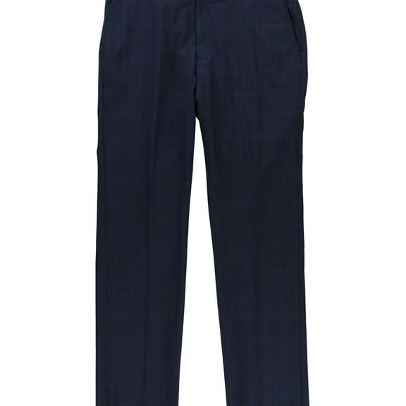 Tags Weekly Mens Plaid Dress Pants Slacks, Blue, 35W x UnfinishedL