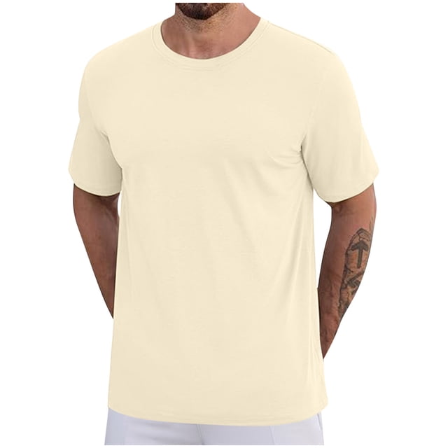pstuiky camisetas para hombre, Camisas deportivas informales de manga corta y cuello redondo para hombre, de color liso camisas casuales para hombre xxl