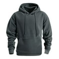 thumbnail image 2 of Momasggi Men's Fleece Hoodie Soft Comfy Long Sleeve Drawstring Hooded Sweatshirt Thick Fall Winter Warm Pullover Tops with Pockets Gray L, 2 of 5