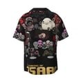 thumbnail image 6 of Lsque The Binding of Isaac print Men's Cuban Collar Short Sleeve Shirt Summer Beachwear Casual Button Down Fashionable Vacation Leisure Shirt-3X-Large, 6 of 7