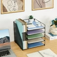 thumbnail image 3 of Desk Organizers and Accessories, 5-Tier Paper Letter Tray Organizer with File Holder, Desktop Organizer for Office Supplies (Black), 3 of 7