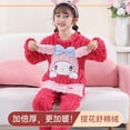 thumbnail image 2 of Pijama de franela para niños de Anime Sanrioed, jersey de primavera y otoño, pijama cálido de estilo coreano con dibujos animados de Kuromi Cinnamoroll, ropa de casa para niños, 2 of 5