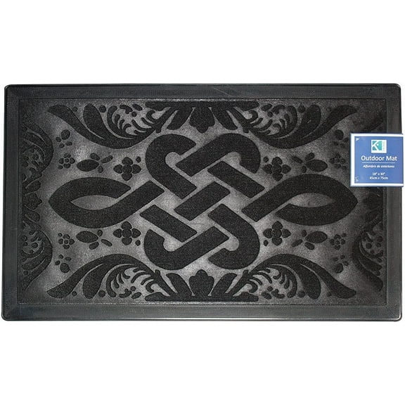 Rustic Outdoor Mat Non Slip Doormat Durable Welcome Mat, Rubber Backing Rug 18"x30" - Black
