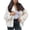 White, variant on Fall Winter Faux Fur Coat for Women Oversized Collared Long Sleeve Soft Fluffy Jacket Casual Loose Warm Party Outerwear Silver M