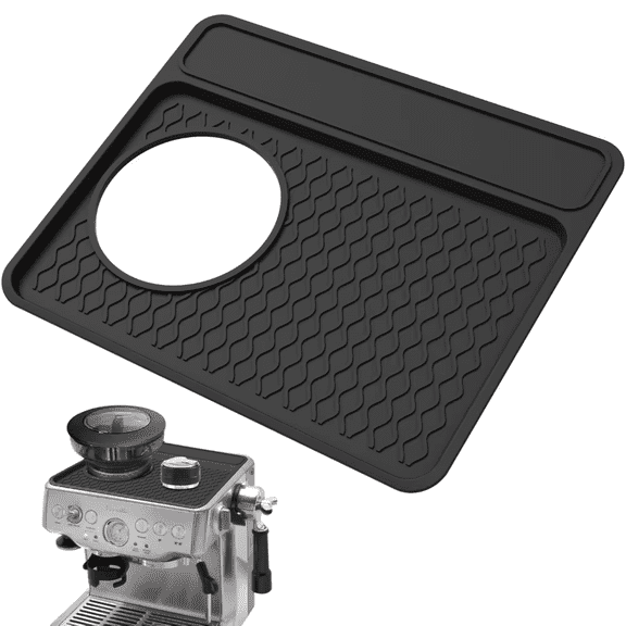 Tamping Mat for Breville 870/880, Espresso Tamper Mat, Food Grade Silicone Non-Slip Waterproof Heat Resistant, Espresso Tamping Station for Espresso Machine Barista Accessories (Black)