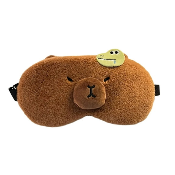 Cute Capybara Eye Protection Mask Plush Travel Napping Night Sleep Eye Mask Cover for Kids and Adults for Travel or Home
