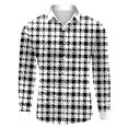 thumbnail image 4 of Camisas Para Hombre Camisa de manga larga con botón de solapa y estampado a cuadros informal para hombre (White, M), 4 of 5
