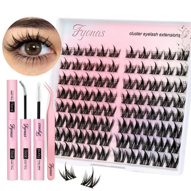 Kit de racimos de pestañas Fyonas Manga Lash Natural, 80 unidades con pegamento