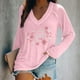 thumbnail image 1 of Puntoco moda mujer casual con cuello en V blusa de perforación caliente camiseta de manga larga tops de otoño Puntoco Puntoco-6664, 1 of 6