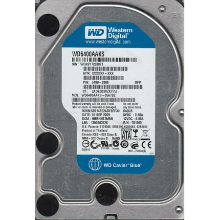 WD6400AAKS-65A7B2, DCM HBRNNT2MBB, Western Digital 640GB SATA 3.5 Hard Drive