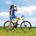thumbnail image 2 of Meghna 29" Folding Mountain Bike Foldable 21 Speed Double Disc Brakes Aluminum Alloy Frame for Adult Yellow, 2 of 7