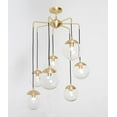thumbnail image 2 of Mid Century Modern Bubbles Chandelier - Handcrafted Brass and Glass Globe Pendant Light Fixture for Dining Room, Living Room, or Kitchen, 2 of 4