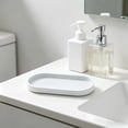 thumbnail image 2 of White Round Soap Dispenser Tray, Plastic Vanity Tray for Bathroom Decorative, Jewelry Ring Dish, Comestic Holder, Kitchen Sink Countertop Organizer Plate, 9.84x4.33x0.79", 2 of 5