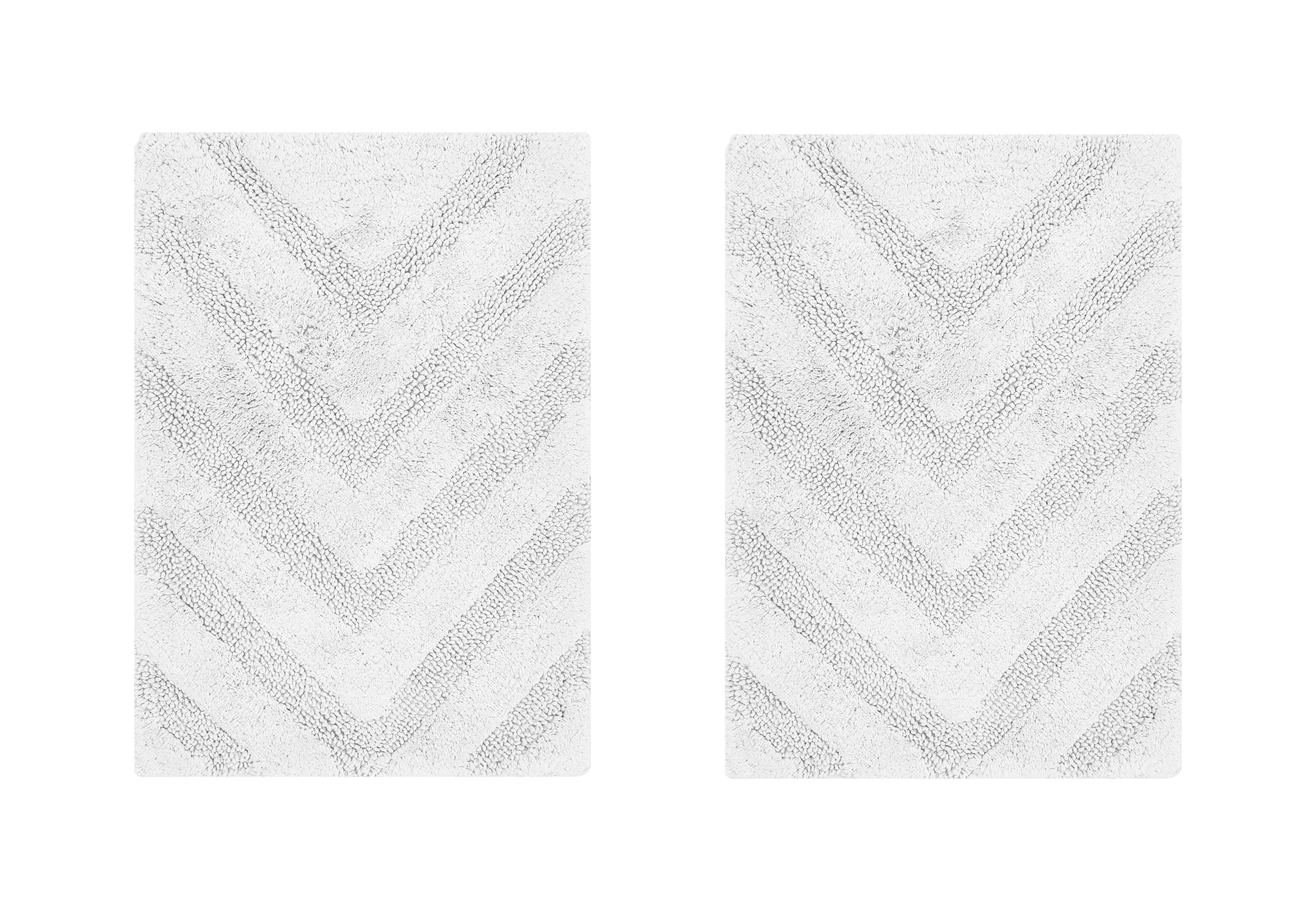 Better Trends 2 Piece Bathroom Rug Set 100% Cotton Extra Soft Tufted Bath Rug Water Absorbent Non-Slip Bath Mat Machine Washable (White) Hugo Collection