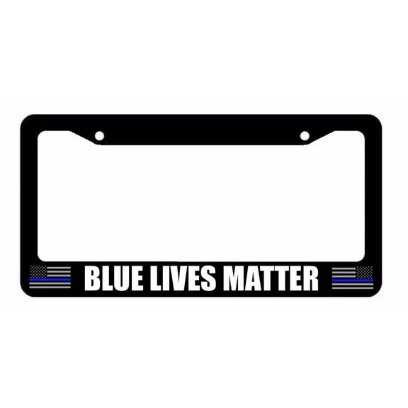 Thin Blue Line Support Police US Flag Black License Plate Frame #602