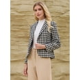 thumbnail image 2 of DARING DIVA Women's Tweed Tartan Blazer Fall Winter Business Casual Plaid Jacket M Black, 2 of 6