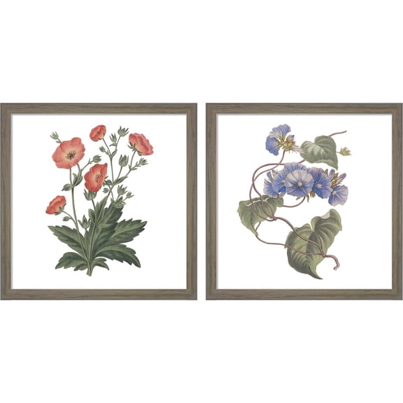 Great Art Now Monument Etching Tile Flowers A by Wild Apple Portfolio, 2 Piece Framed Art Set Each 13"W x 13"H