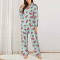thumbnail image 2 of Hirioo Watermelon for Women's Pajama Sets 2 Piece Pjs Women's Long-Sleeved Pajama Set Button Down Sleepwear,S-XXL-XX-Large, 2 of 7