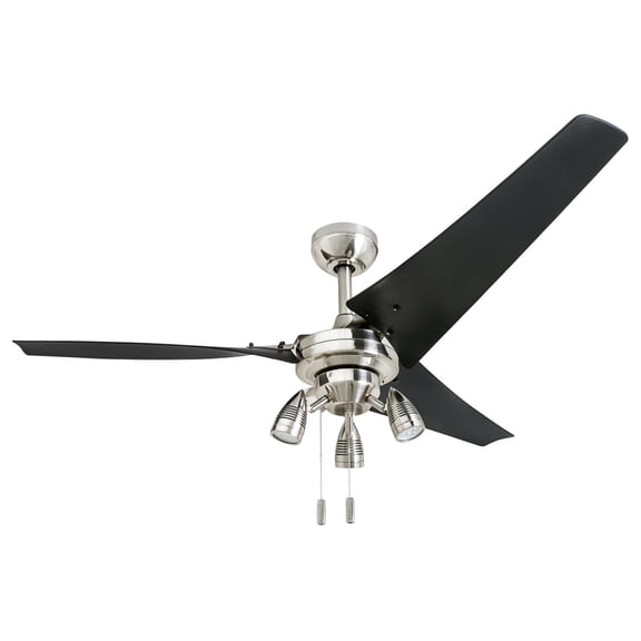 Honeywell Phelix 56 Inch Indoor LED Ceiling Fan with Light & Pull Chain, Nickel