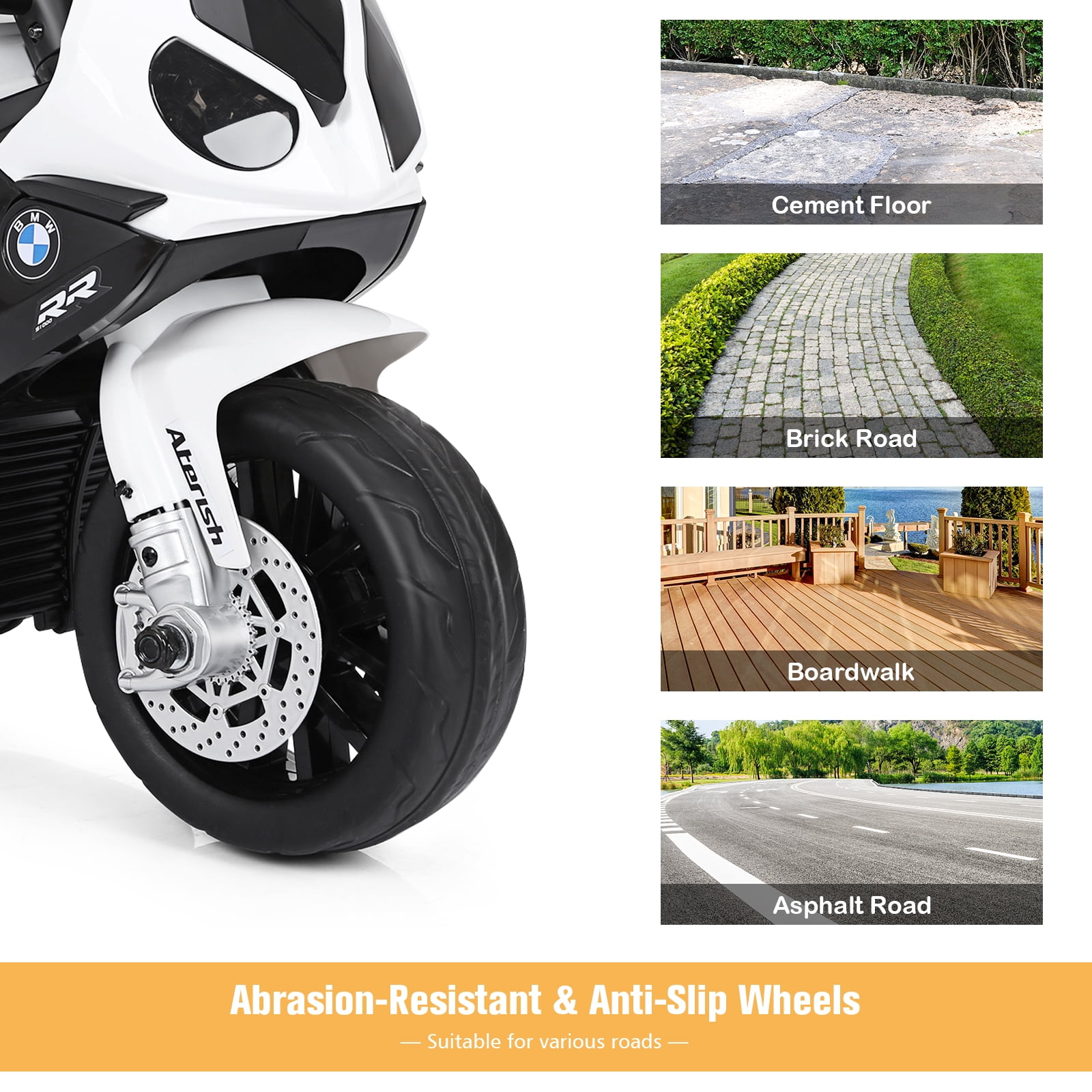 Costway Kids Ride On Motorcycle BMW Licensed 6V Electric 3 Wheels Bicycle Music & Light Black