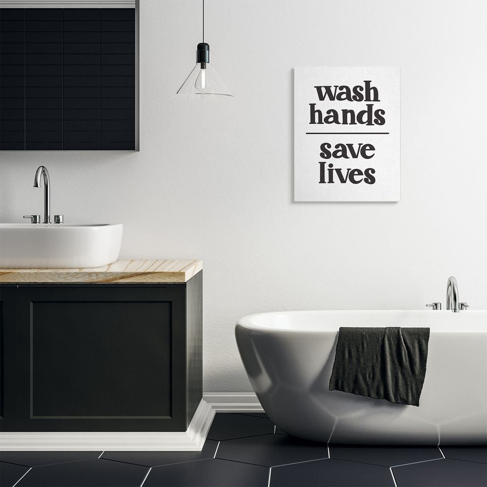 Stupell Industries Wash Hands to Save Lives Bathroom Phrase Designed by Amanda Houston