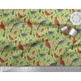 thumbnail image 3 of Soimoi Green polyester Crepe Fabric Leaves & Birds Folk Art Fabric Prints By Yard 52 Inch Wide, 3 of 3