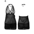 thumbnail image 3 of PULLIMORE Womens Sexy Lace Chemise Deep V Mesh Lingerie See Through Plus Size Nightgown Mini Teddy Dress (L, Black), 3 of 8