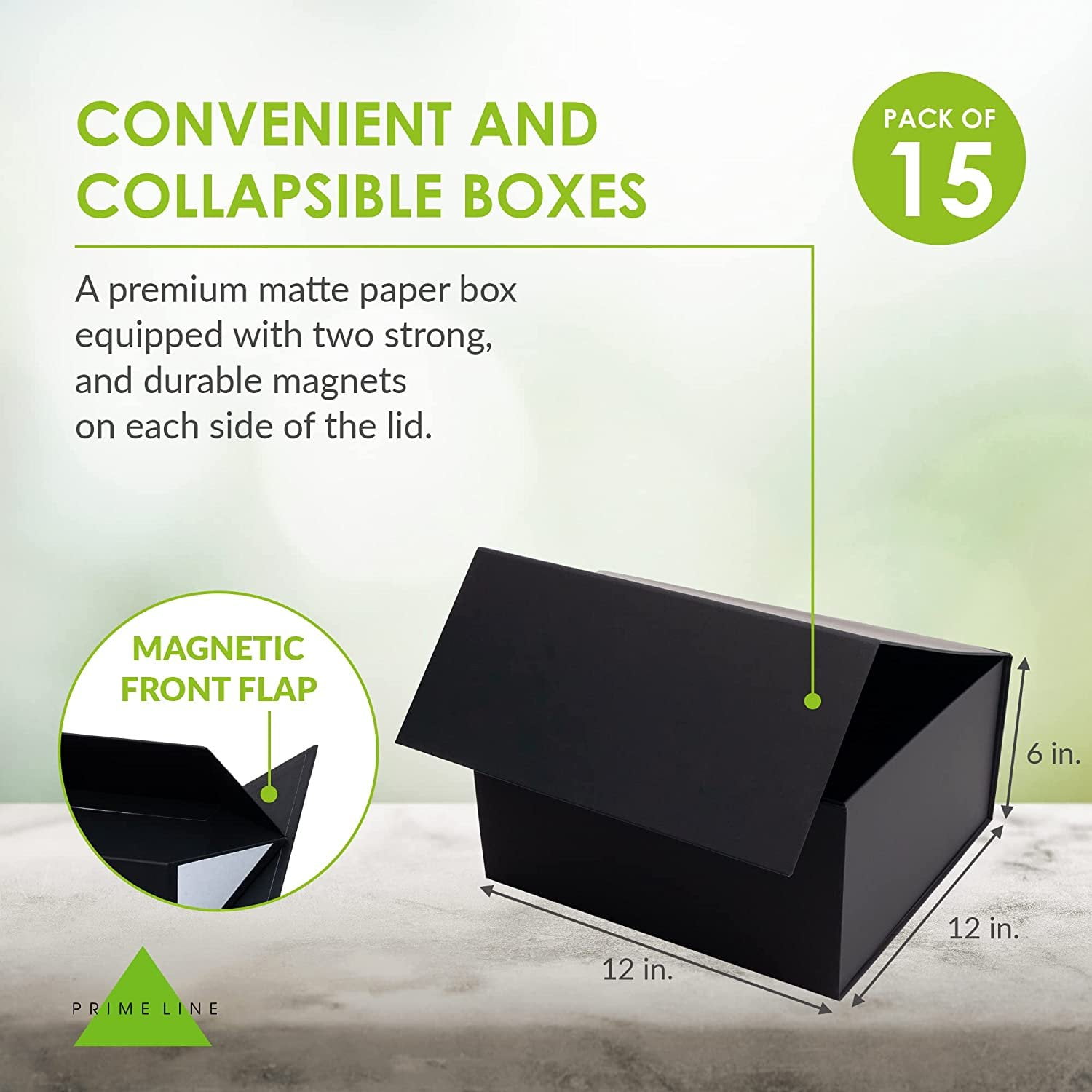 12 x 12 x 4-1/2 Matte Black Magnetic Lid Gift Box