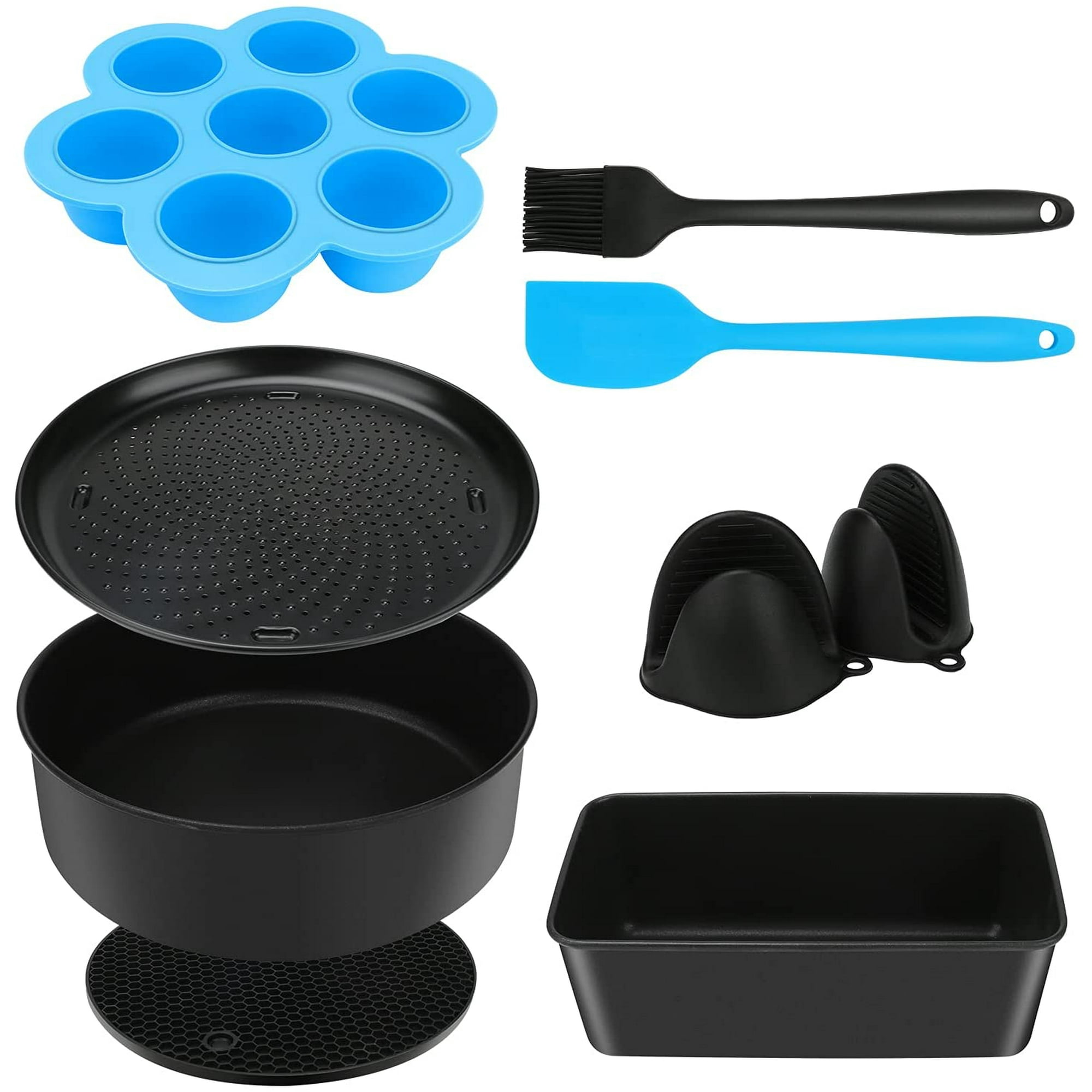 9Pcs Deluxe Air Fryer Accessories Bake Kit Compatible with 6.5qt 8qt NINJA FOODI Pressure Cooker Includes Cake Pan Pizza Pan Loaf Pan Egg Bites Mold Mat Oven Mitts Oil Brush Spatula