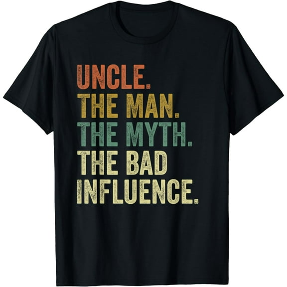 Mens Vintage Fun Uncle Man Myth Bad Influence Funny T-shirt. T-Shirt