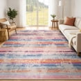 thumbnail image 2 of Beltran 6'x9' Abstract Watercolor Striped Area Rug, Washable Non Slip Low Pile Boho Rug, Pastel Multicolor Stain Resistant Rug for Living Room Bedroom, Colorful, 2 of 8