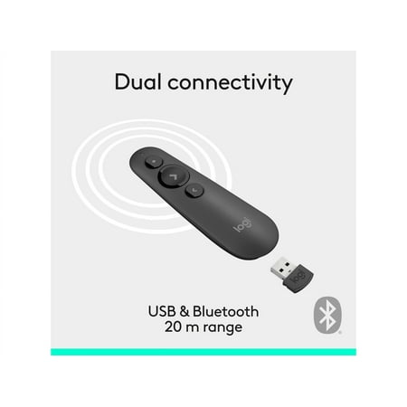 Logitech - R500s Presenter Bluetooth and USB Presentation Clicker - Graphite