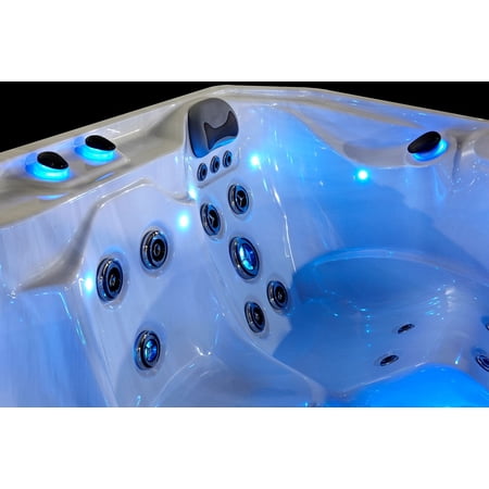 Luxuria Spas Cascade 76 Jet 3 Pump Acrylic Lounger Hot Tub with Touch Screen and Ozonator
