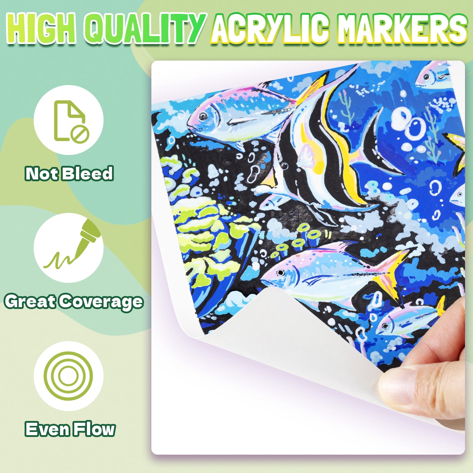 LET'S RESIN 72 colors Painting Acrylic Paint Markers, Brush Tip Point, Assorted Colors, Marker Pen Gift Kit
