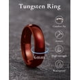 thumbnail image 4 of King Will 6mm Red Wedding Band, Tungsten Rings Basic Domed Wedding Ring for Men Women, High Polished Finish, Durable and Comfort Fit, Size 12, 4 of 7