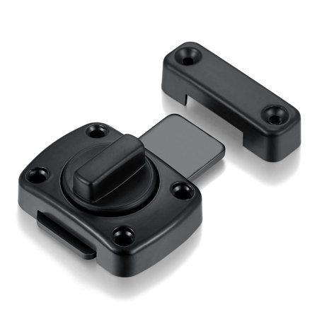 2 Packs Rotate Bolt Latch Gate Latches Safety Door Lock,Pet Door Lock, Cabinet Furniture,Windows,Bathroom，(Black_2 Pack)