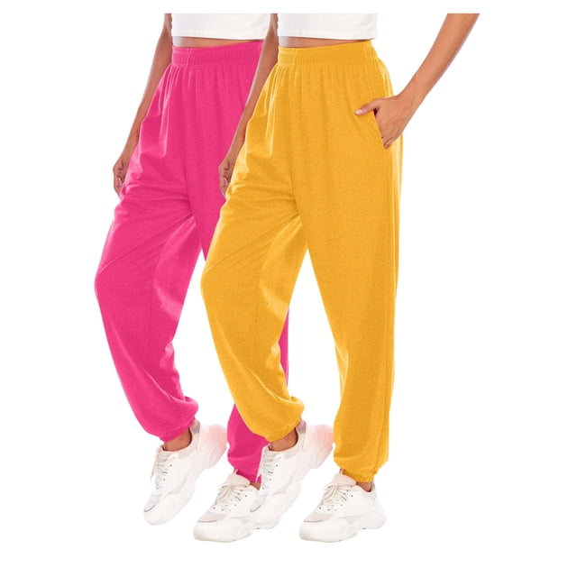 ameIAEA Women 2 Pack Sweatpants Drawstring Workout Running Pants Elastic Waist Lounge Pants
