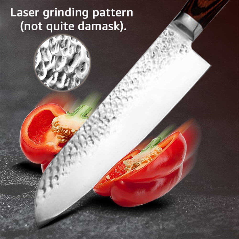 5-Piece Japanese Santoku Kitchen Knife Set, High Carbon Stainless Steel Ultra Sharp Cooking Knives with Protective Covers for Cutting Chopping Slicing