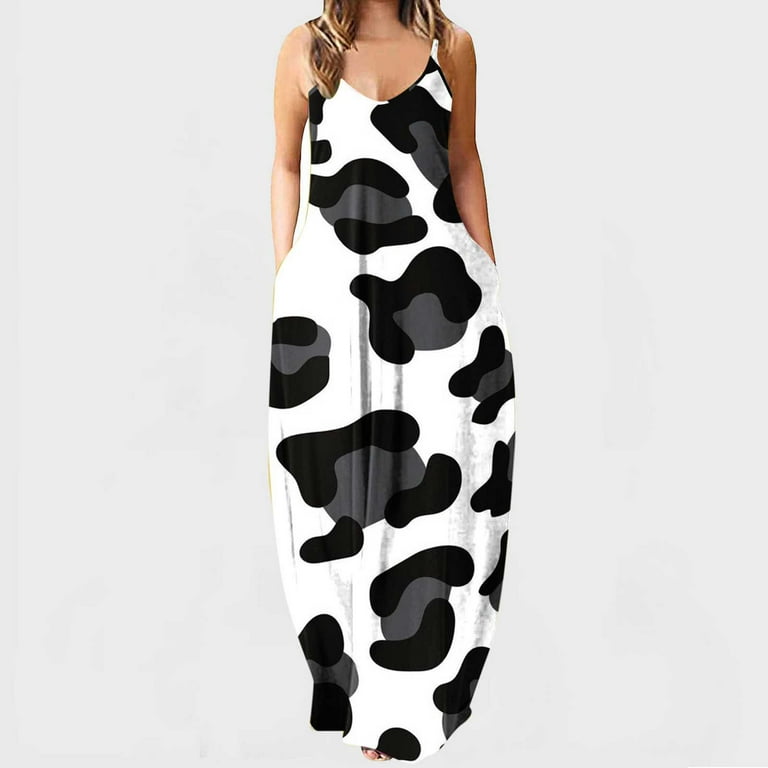 Cow print top maxi dress