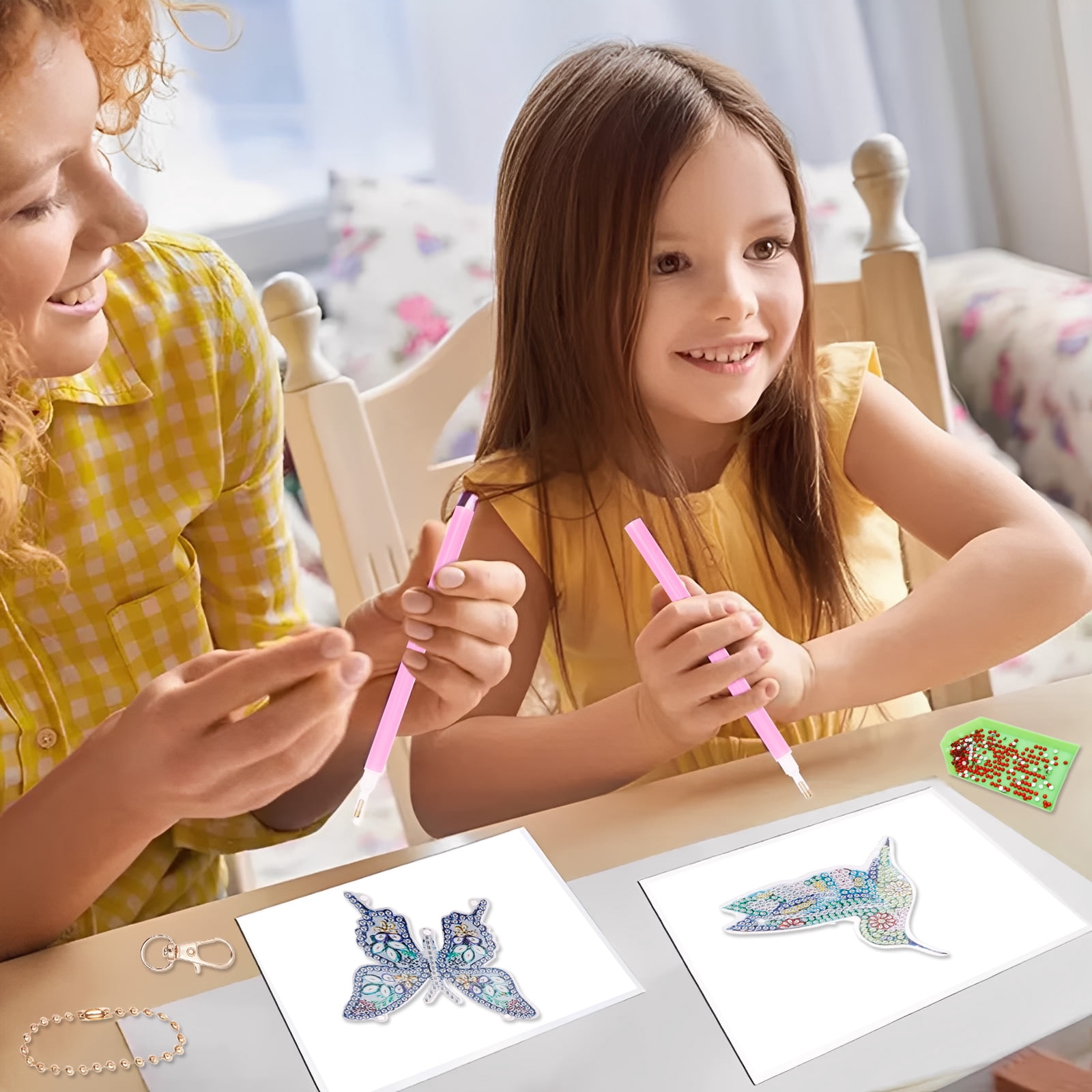 5Pcs Diamond art Kits for Kids/Adults, Crafts for Kids Ages 8-12, DIY Diamond Painting art Wind Chimes Crystal Window Suncatcher Craft, Birthday Gifts for 7 8 9 10 12 Year Old Girls